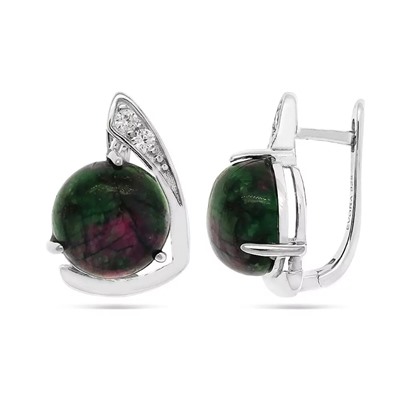 Серьги из серебра цоизит, МЦВ360