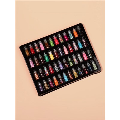 Набор для декора, в пластиковом органайзере, 48 бутылочек, разноцветные