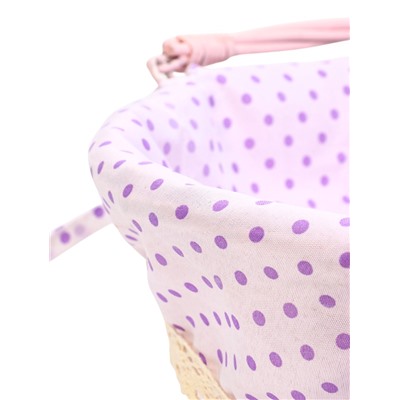 Корзина плетёная для хранения, 32×32×14 см, ручка h=14 см, розовая