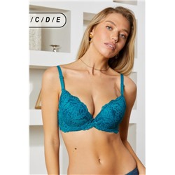 Бюстгальтер кружевной HoneyFormat 8038 с формованной чашей (Изумрудный)