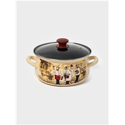 Кастрюля эмалированная «Сомелье», 3 л, d=23.1 см, с крышкой, цвет слоновой кости