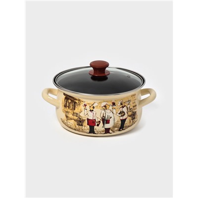 Кастрюля эмалированная «Сомелье», 3 л, d=23.1 см, цвет слоновой кости