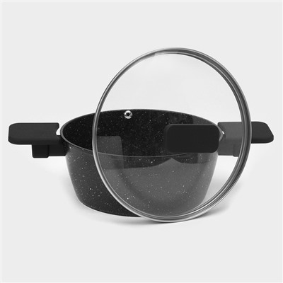 Кастрюля Доляна «Первый дом», 2.5 л, d=20 см, с крышкой, антипригарное покрытие, индукция, алюминий, чёрная