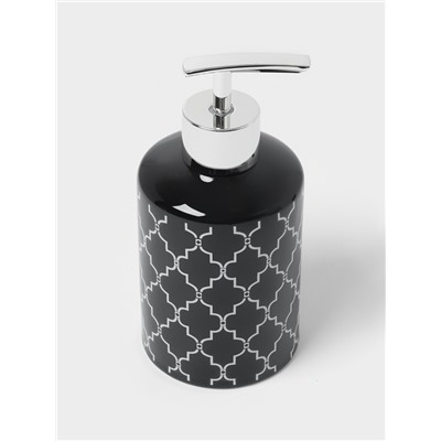 Набор аксессуаров для ванной комнаты Доляна «Марокко», 3 предмета, мыльница, дозатор для мыла, стакан, чёрный