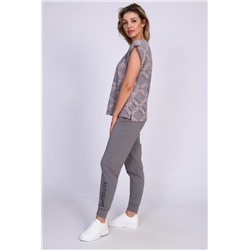 Женский костюм с брюками и футболкой 347 (Серый)