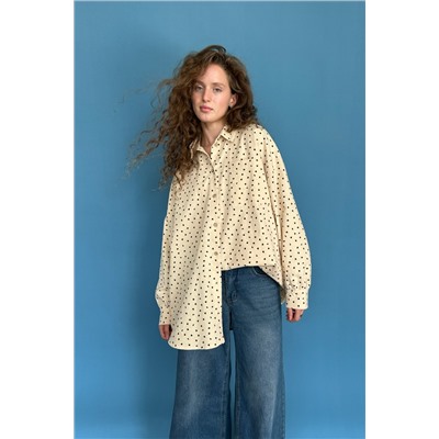 Рубашка женская  HUG077/10/Бежевый, черный