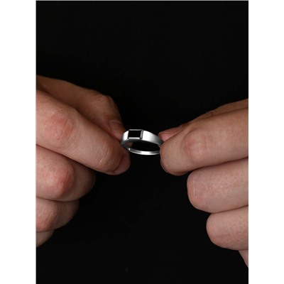 Печатка из серебра с фианитом родированная 925 пробы Пч-205р