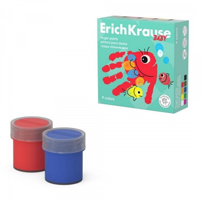 Краски пальчиковые 9цв 20 мл Baby с Алоэ Вера 61400 ErichKrause