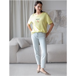 Свободная футболка с принтом из премиального хлопка с эластаном