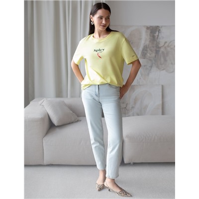 Свободная футболка с принтом из премиального хлопка с эластаном