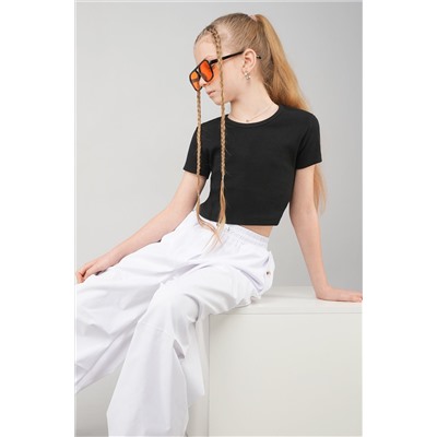 Укороченная футболка в рубчик для девочки Happyfox