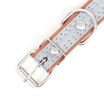 Ошейник со светоотражающей полосой и косточками, 45×2 см, цвет МИКС