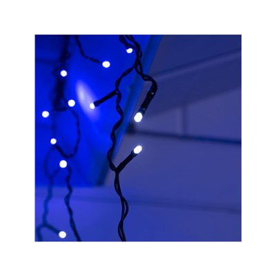 Гирлянда «Бахрома» 4×0.6 м, IP44, тёмная нить, 180 LED, свечение синее, мерцание белым, 220 В