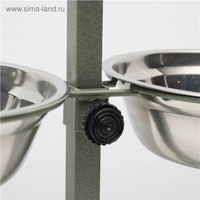 Подставка с мисками, 2×1.5 л, высота 50 см, разборная, зелёная