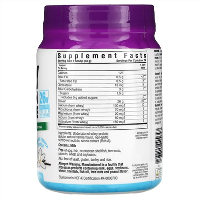 Bluebonnet Nutrition, Whey Protein Isolate, French Vanilla, 1 lb. (462 g)