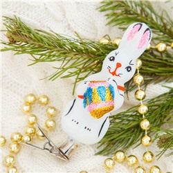 Ёлочная игрушка «Зайчик с барабаном» h=9.6 см