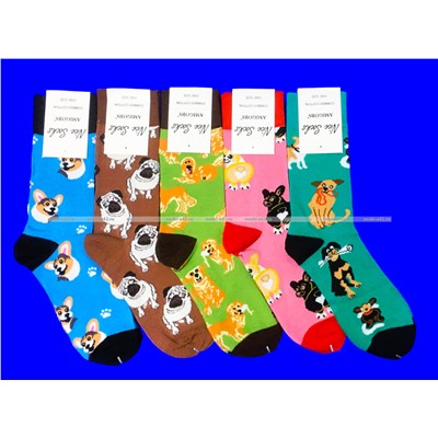 Nice Socks (AMIGOBS) ЦВЕТНЫЕ ВЫСОКИЕ НОСКИ на вешалке арт. 2208