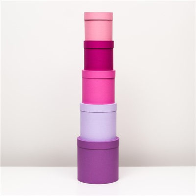 Набор шляпных коробок 5 в 1, сиреневый, 23×23-15×15 см