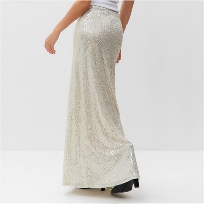 Юбка макси из пайеток женская MIST, размер 46, серебряный