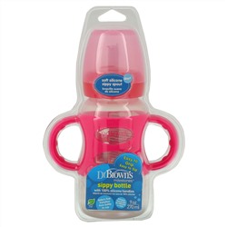 Dr. Brown's, Wide-Neck Sippy Bottle, 6M+, Pink, 9 oz (270 ml)