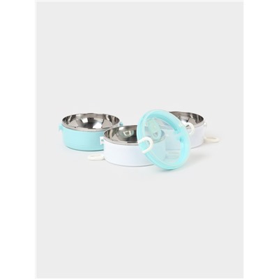 Ланч бокс TAKE IT EASY «Милави», 1.5 л, 3 уровня, сохраняет тепло 2 ч, нержавеющая сталь, белый, голубой