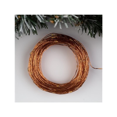 Гирлянда «Нить» 20 м роса, IP20, медная нить, 200 LED, свечение тёплое белое, 12 В