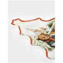 Блюдо сервировочное новогоднее Доляна «Московкий мишка», 24.5×24.7×2 см, стекло, белое