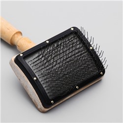 Щетка деревянная «Премиум» без капель для длинношерстных животных, основание 80×60 мм