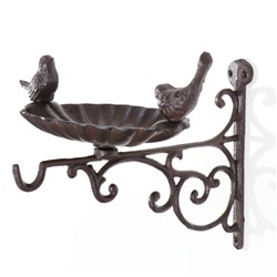 Настенный крючок декоративный с подставкой для мелочей «Две птицы», чугун, 14.5×28×21 см