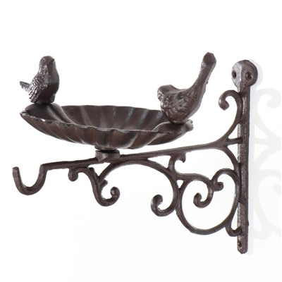 Настенный крючок декоративный с подставкой для мелочей «Две птицы», чугун, 14.5×28×21 см