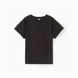 Футболка детская со спущенным плечом, чёрная, рост 122 см