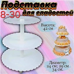 Подставка для торта пластмасса Белая 3 яруса