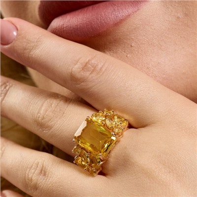 Кольцо 18 р ювелирная бижутерия коллекция "Дубай", покрытие позолота, вставка: фианиты, цвет: желтый, арт.313.354-18