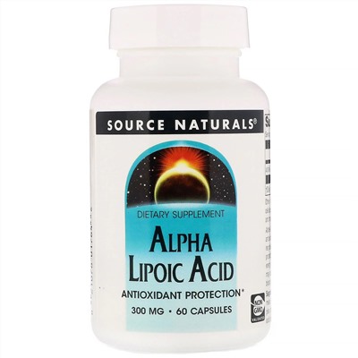 Source Naturals, альфа-липоевая кислота, 300 мг, 60 капсул