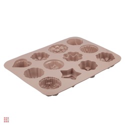 Форма для выпечки 12 ячеек 33x25х3,5см "Цветы", силикон