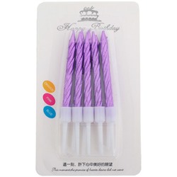 Свечи для торта 7см "Металлик" фиолетовые с подставками (упаковка 10 шт.)