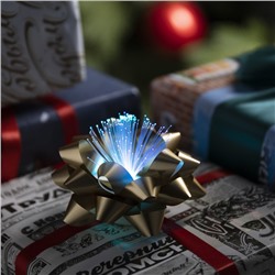 Светодиодная игрушка «Бант-звезда» 10 см, от батареек LR44×3, свечение мульти, золотистая