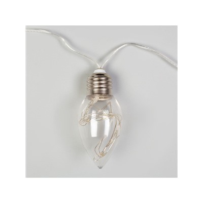 Гирлянда «Нить» 3 м с насадками «Лампочки капля», IP20, прозрачная нить, 80 LED, свечение тёплое белое, 8 режимов, 220 В