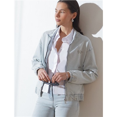 Джинсовый бомбер на молнии из эластичного плотного денима