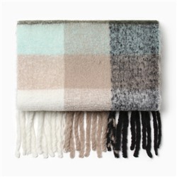 Шарф зимний объемный с кистями MINAKU, принт клетка, размер 210×38+18 см