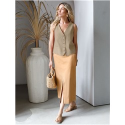 Юбка-миди из хлопка с разрезом