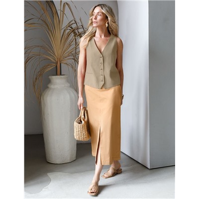 Юбка-миди из хлопка с разрезом