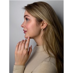 Кольцо из золочёного серебра с культивированным жемчугом и фианитами 925 пробы 05-701-0069