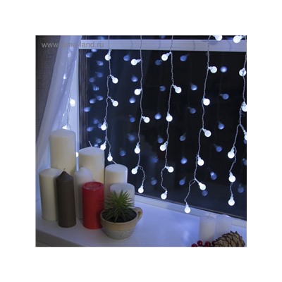 Гирлянда «Занавес» 2×1.5 м с насадками «Шарики», IP20, прозрачная нить, 360 LED, свечение белое, 8 режимов, 220 В