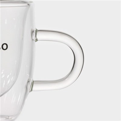 Кружка с двойными стенками Magistro «Дуо. Espesso», 80 мл, 9×6×6.5 см, стекло, прозрачная