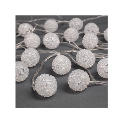 Гирлянда «Нить» 5 м с насадками «Шарики акриловые», IP20, прозрачная нить, 20 LED, свечение мульти (RG/RB), мигание, 220 В