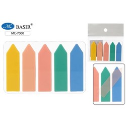 Закладки с клеевым краем 12х45 мм 5цв х 20л пластиковые, стрелка МС-7000 Basir
