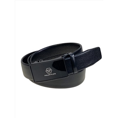 Ремень мужской с автоматической пряжкой из искусственной кожи, цвет черный