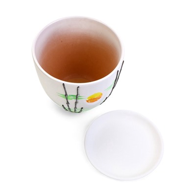 Горшок для цветов «Азия», 5 л, d=22 см, h=19.5 см, с поддоном, керамика, белый