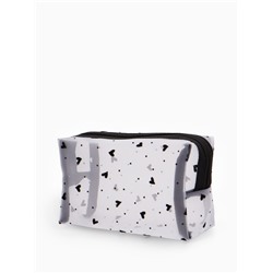 Косметичка женская HEARTS, с рисунком, сетка, на молнии, белая